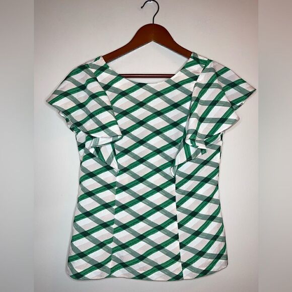 BANANA REPUBLIC Butterfly Sleeve Geometric Print Top Size 4P - Picture 11 of 11